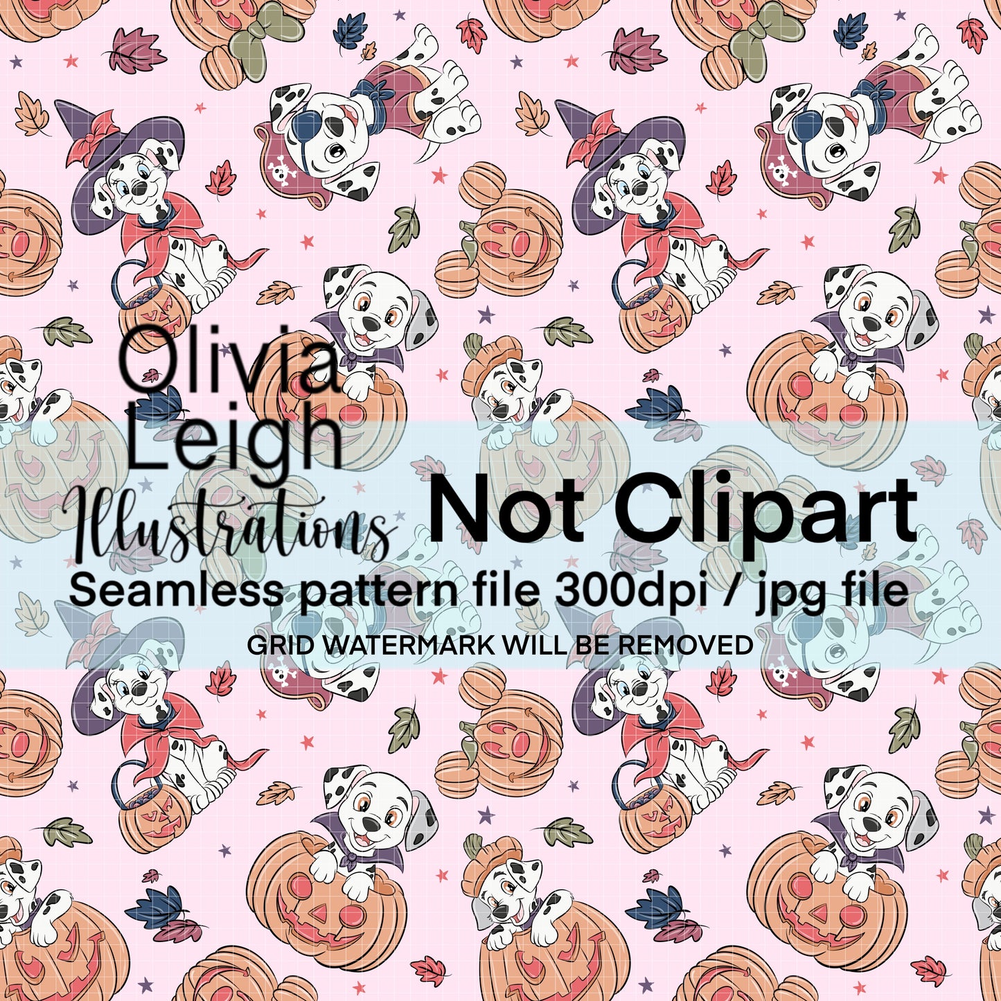 101 Dogs Halloween Seamless Pattern