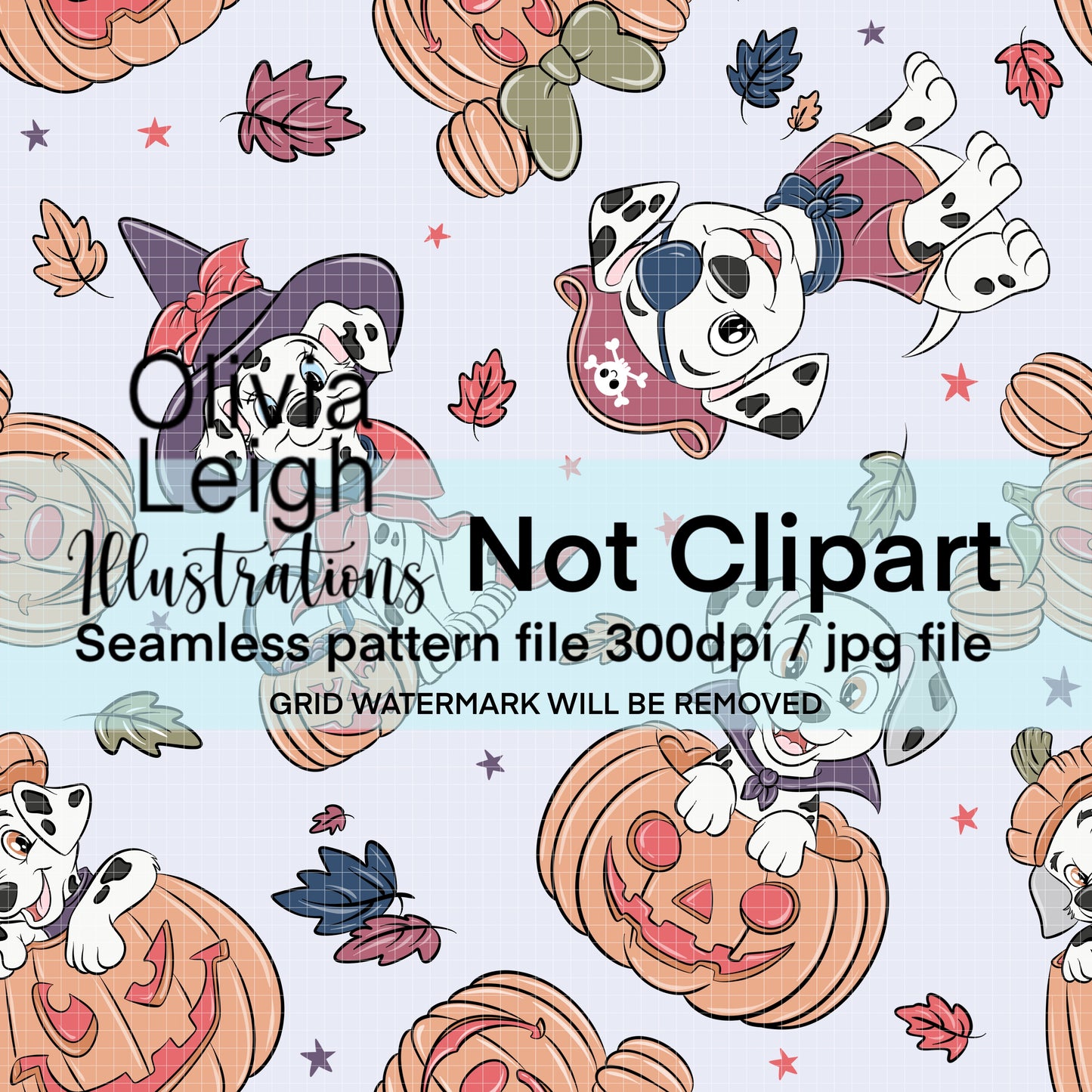 101 Dogs Halloween Seamless Pattern