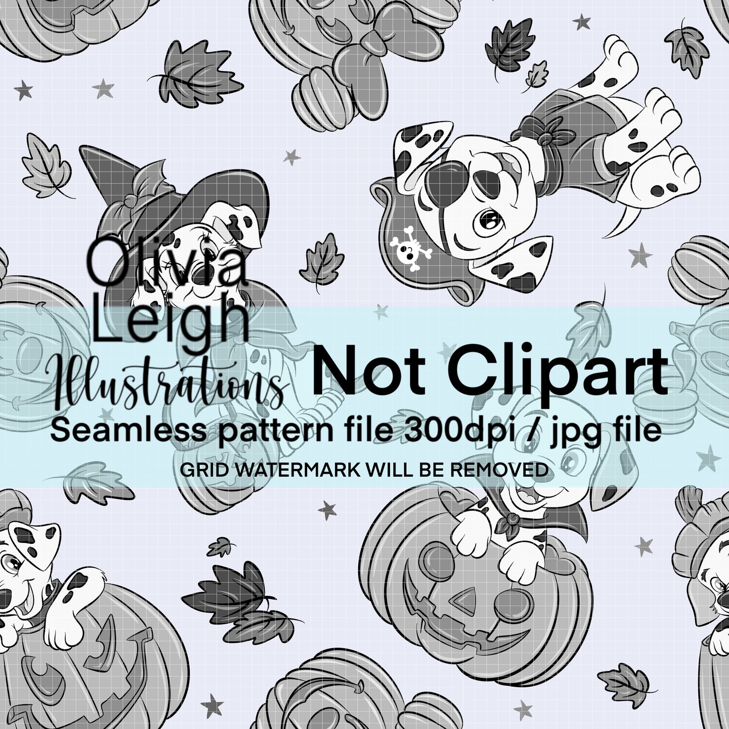 101 Dogs Halloween Seamless Pattern