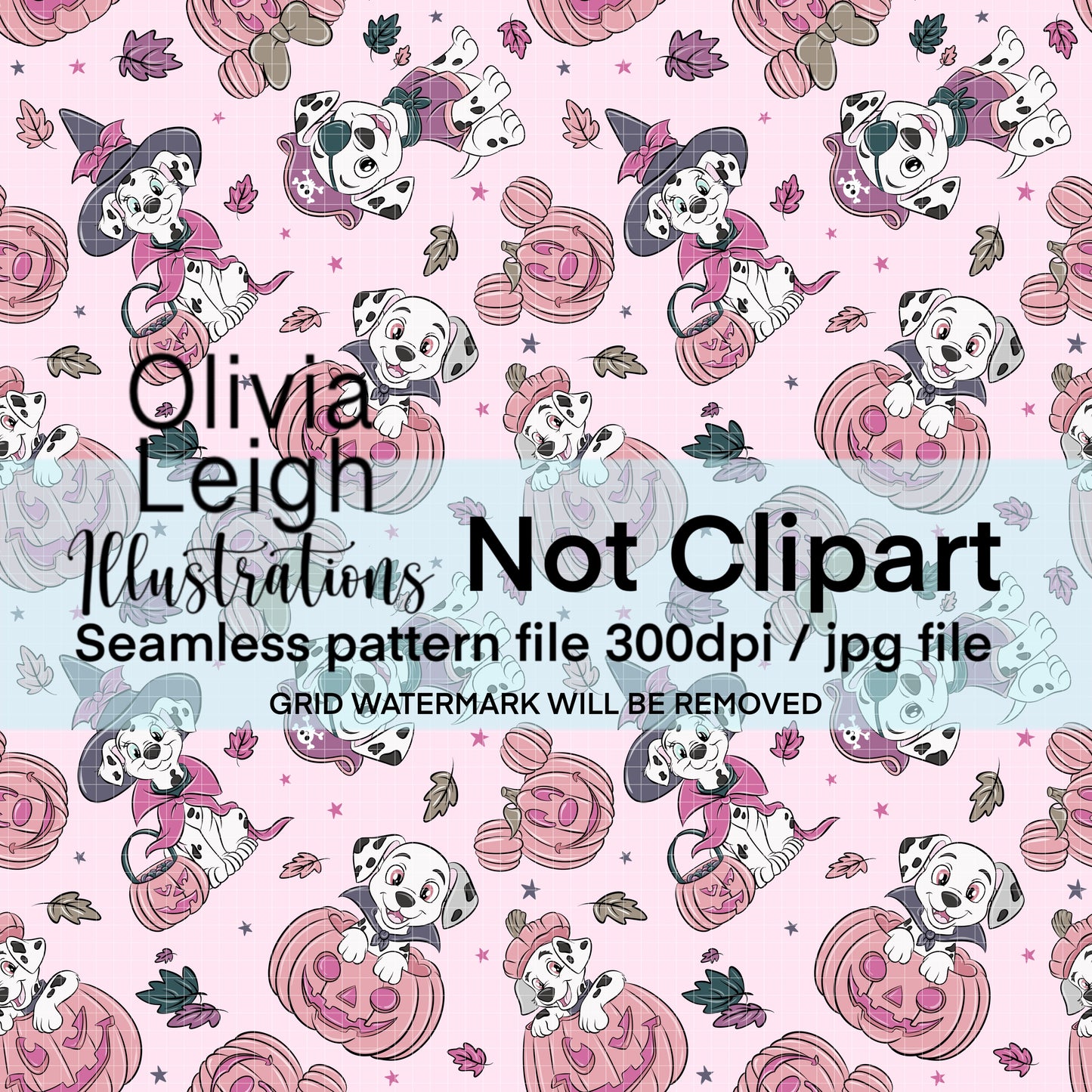101 Dogs Halloween Seamless Pattern