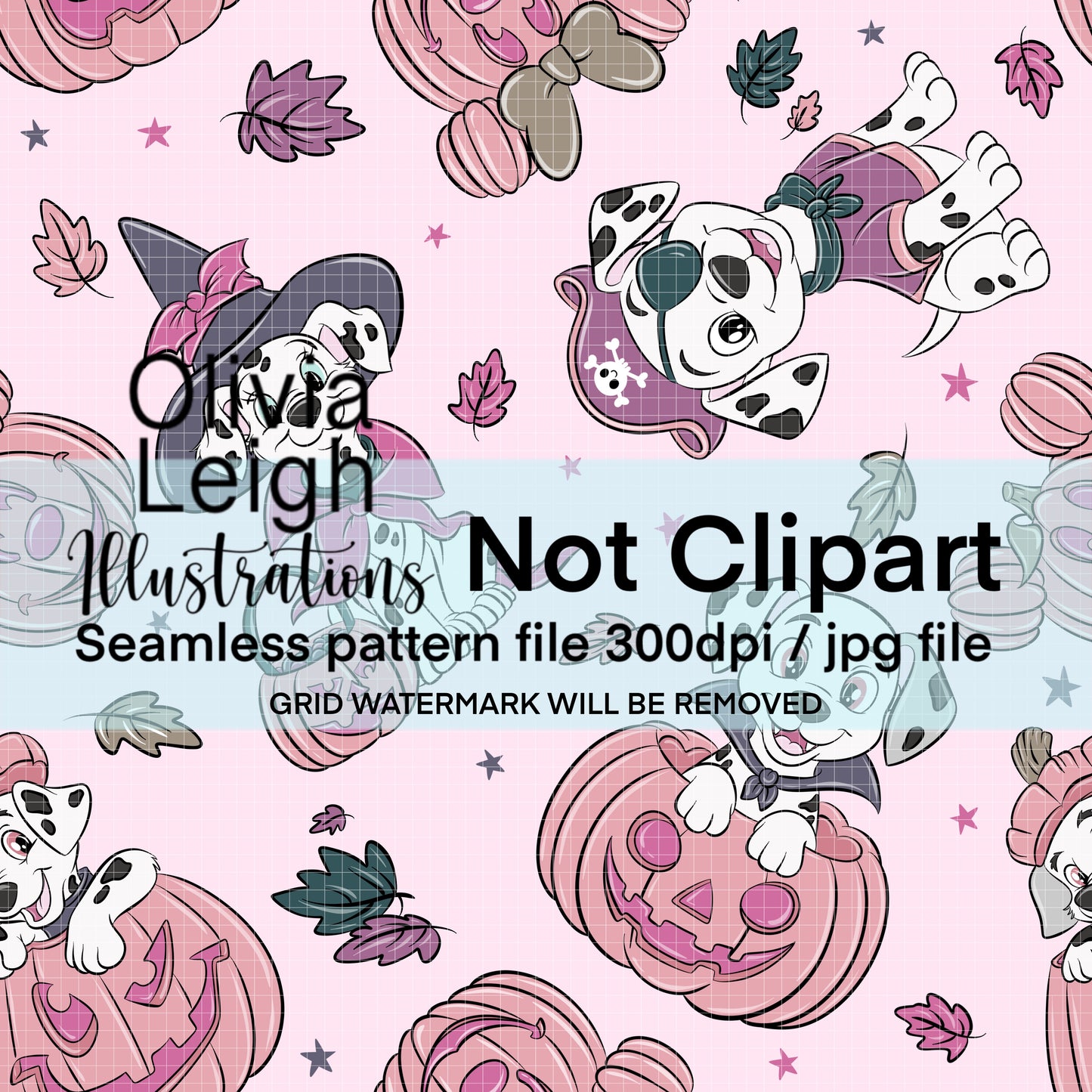 101 Dogs Halloween Seamless Pattern