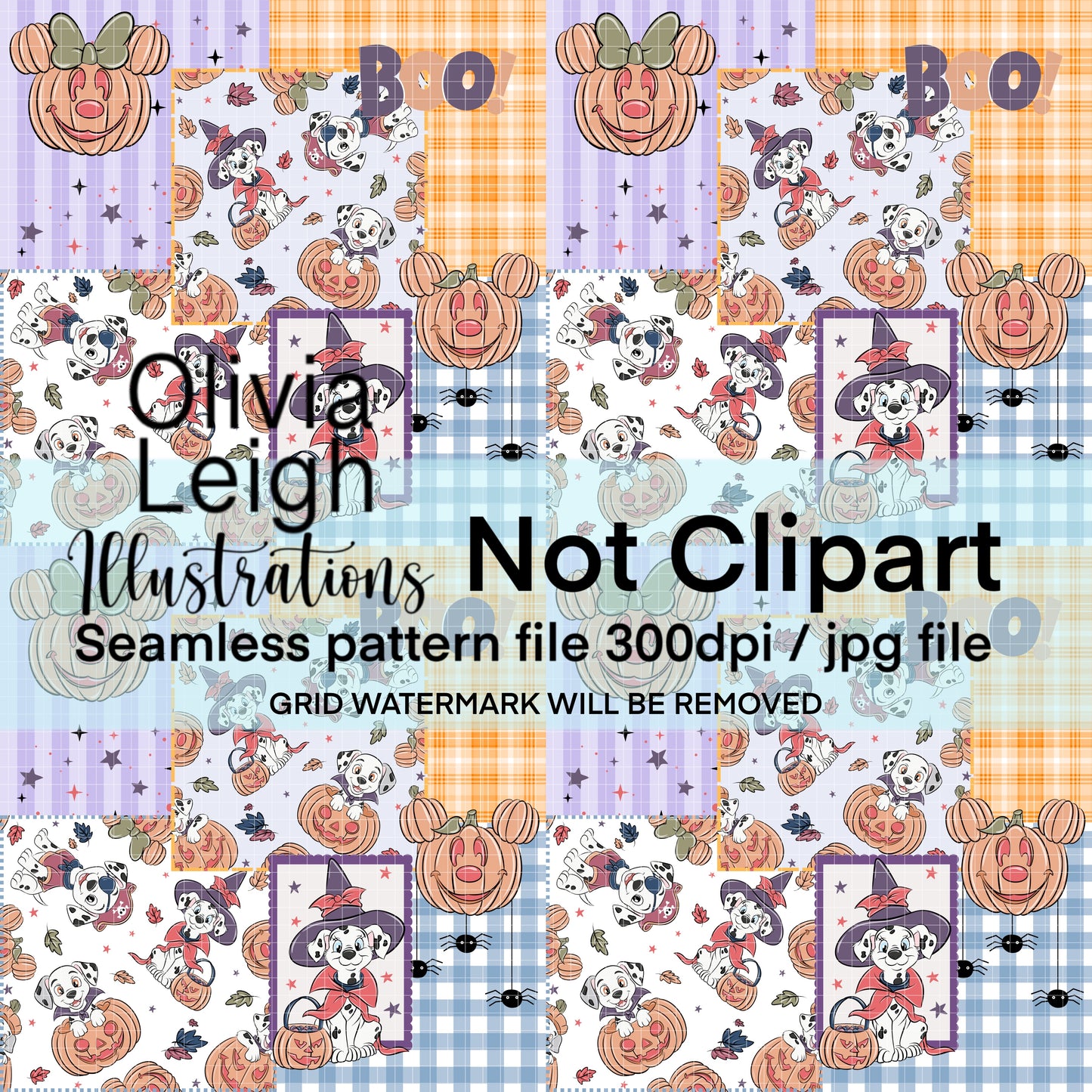 101 Dogs Cute Halloween Seamless Pattern