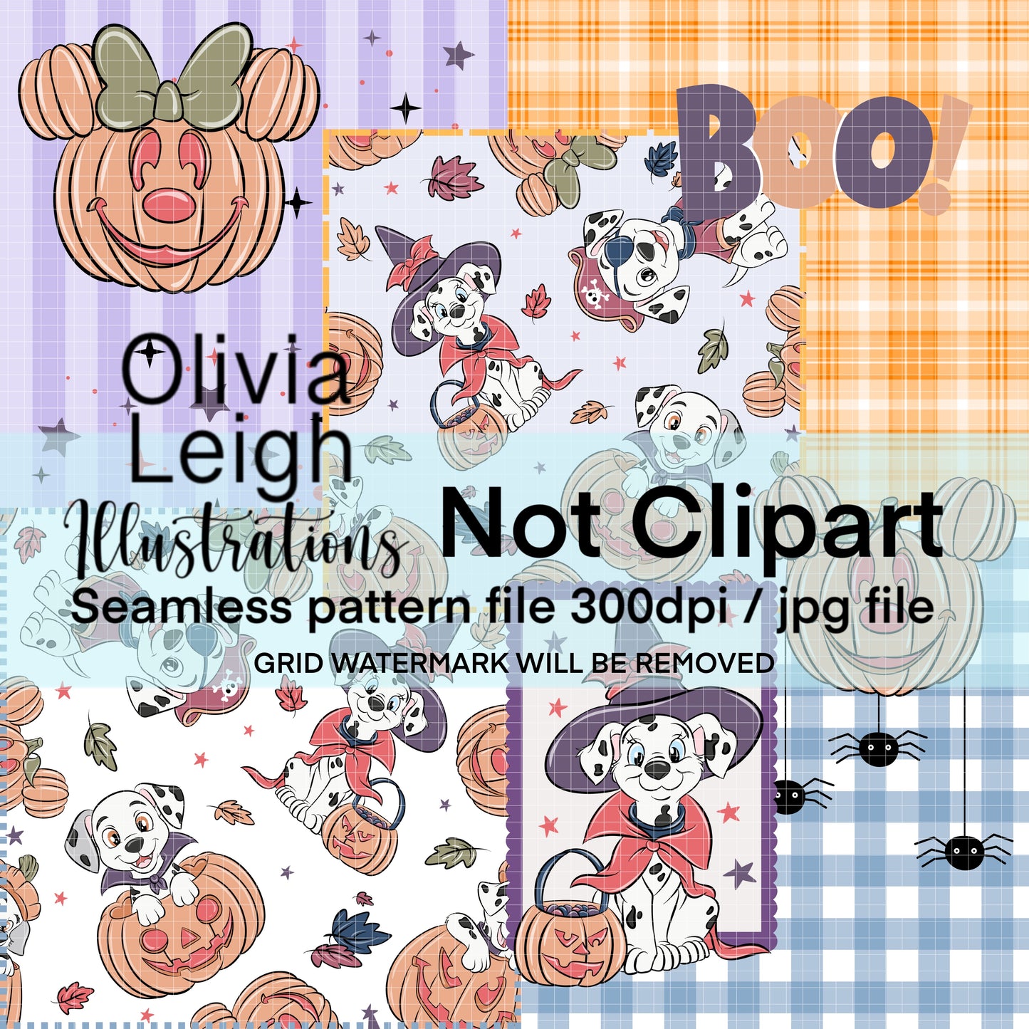 101 Dogs Cute Halloween Seamless Pattern