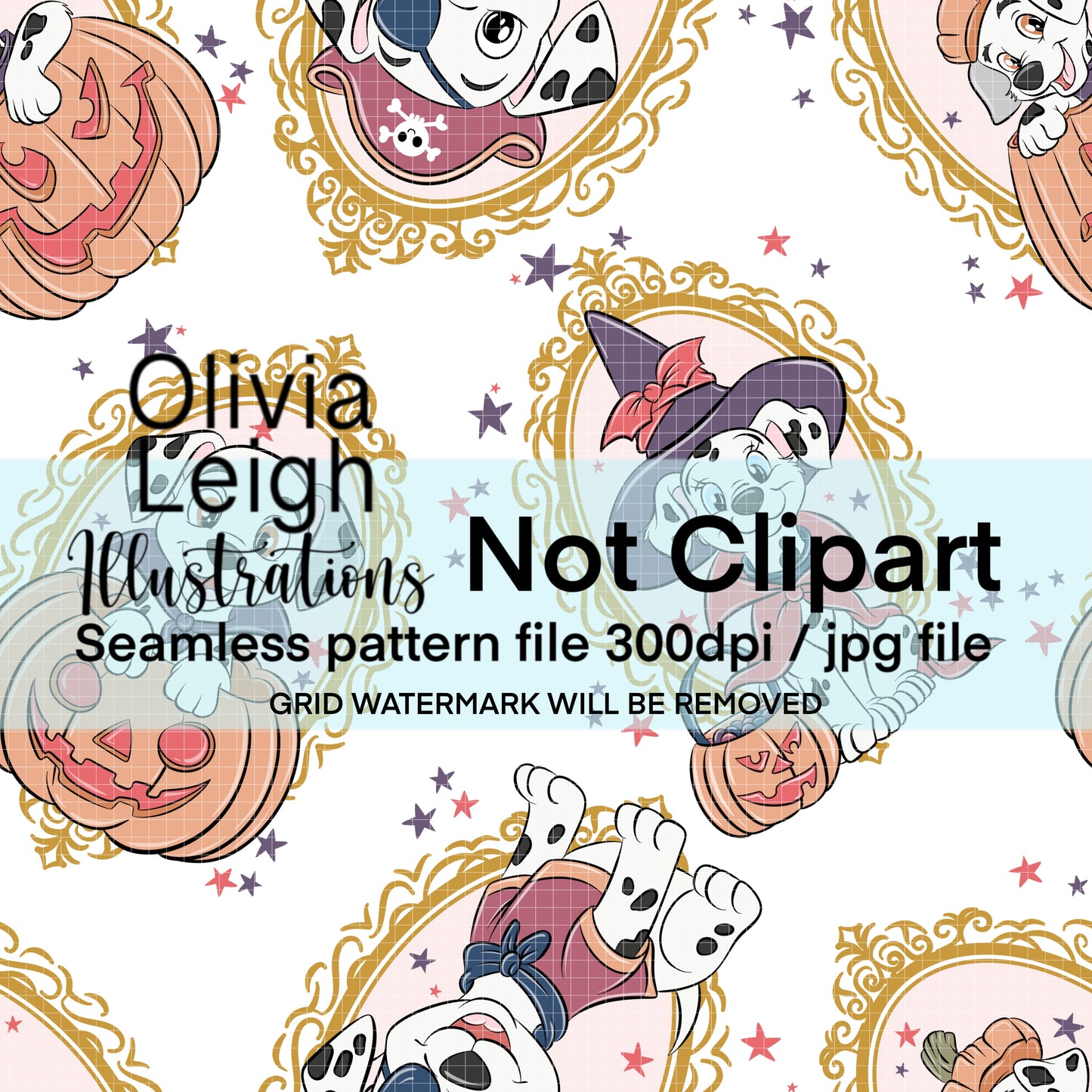 101 Dogs Cute Halloween Seamless Pattern