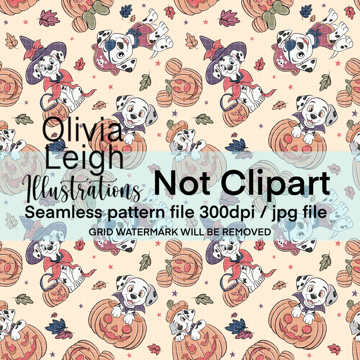 101 Dogs Halloween Seamless Pattern