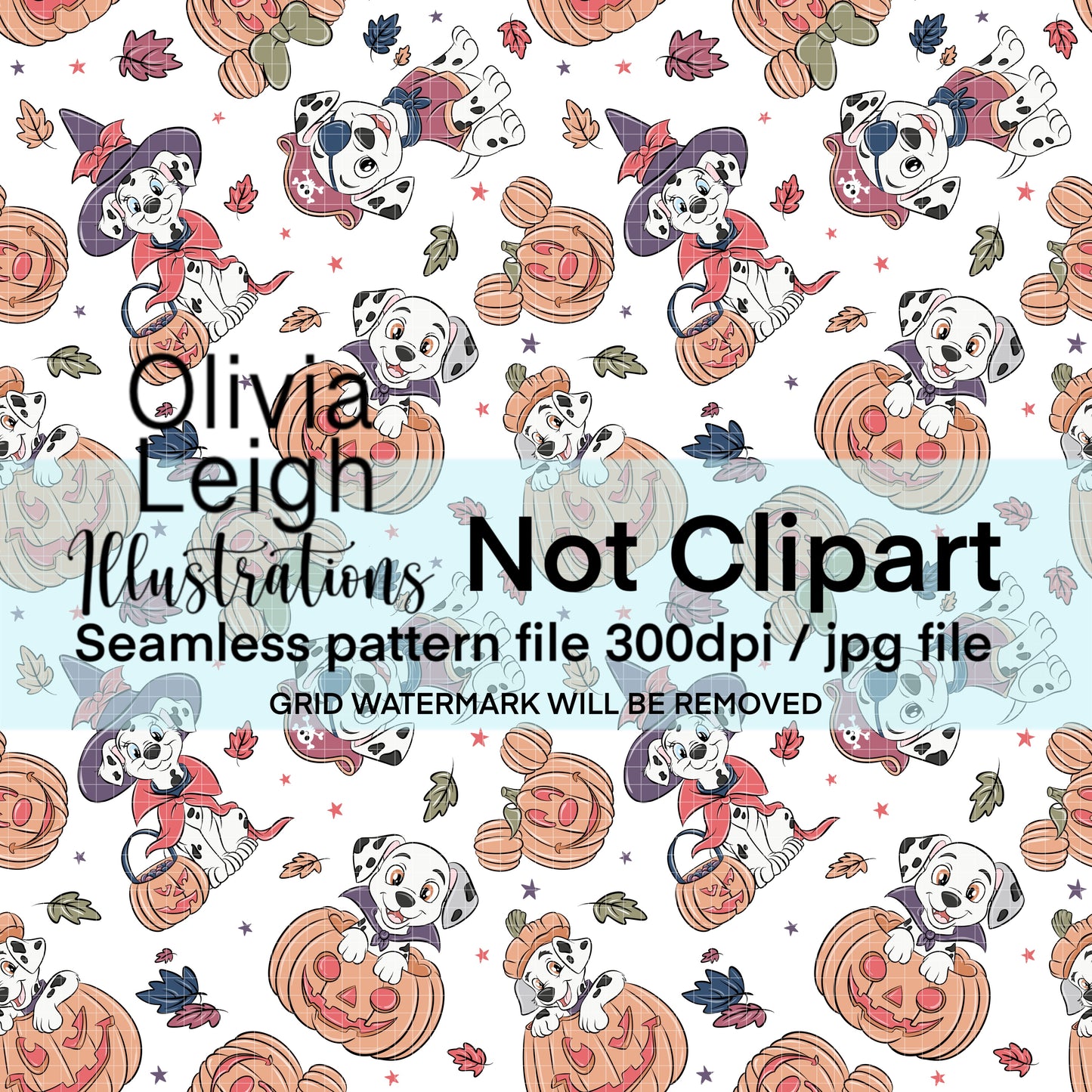 101 Dogs Halloween Seamless Pattern