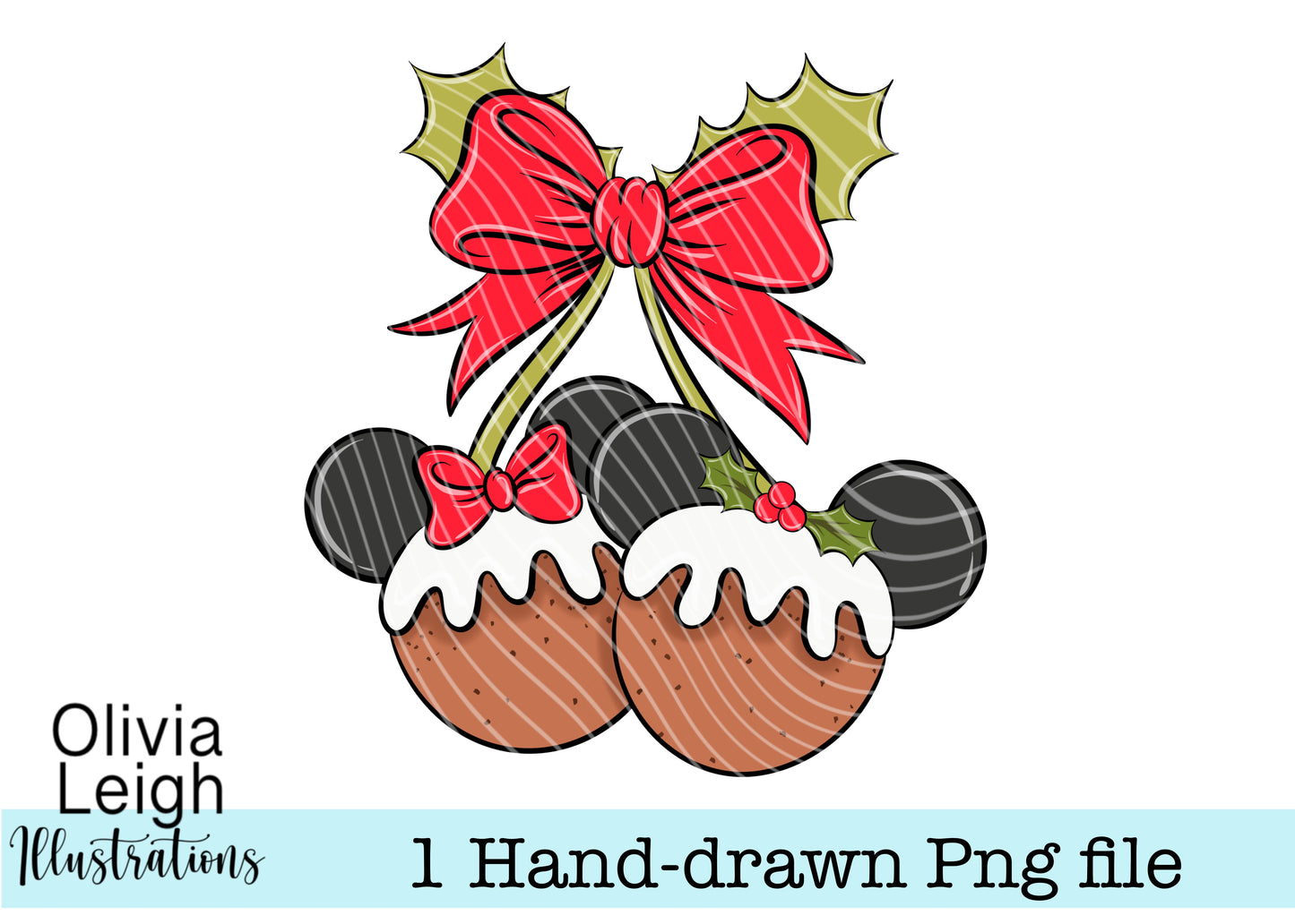 Mouse Christmas Pudding Cherries PNG