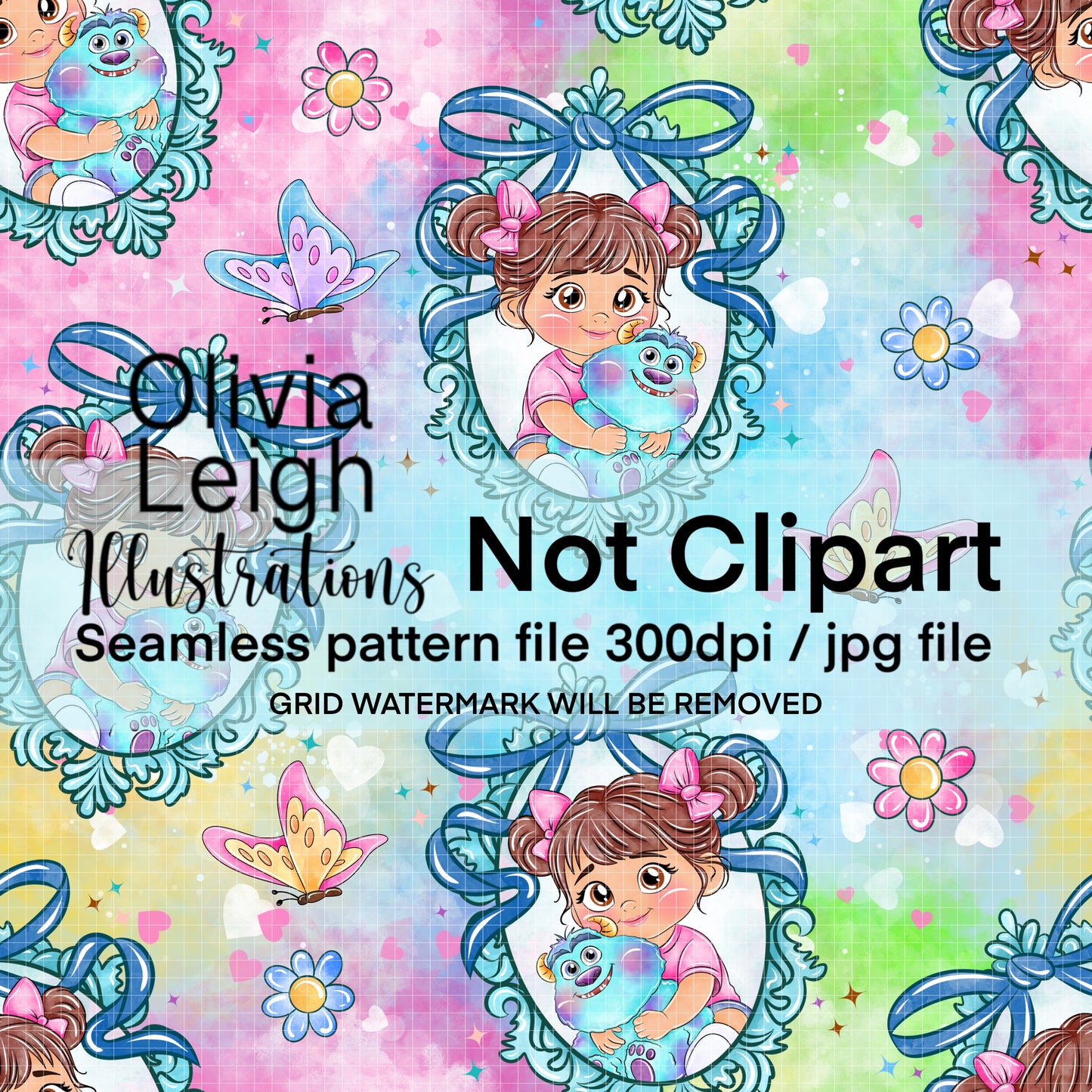 Monster Baby Seamless Pattern