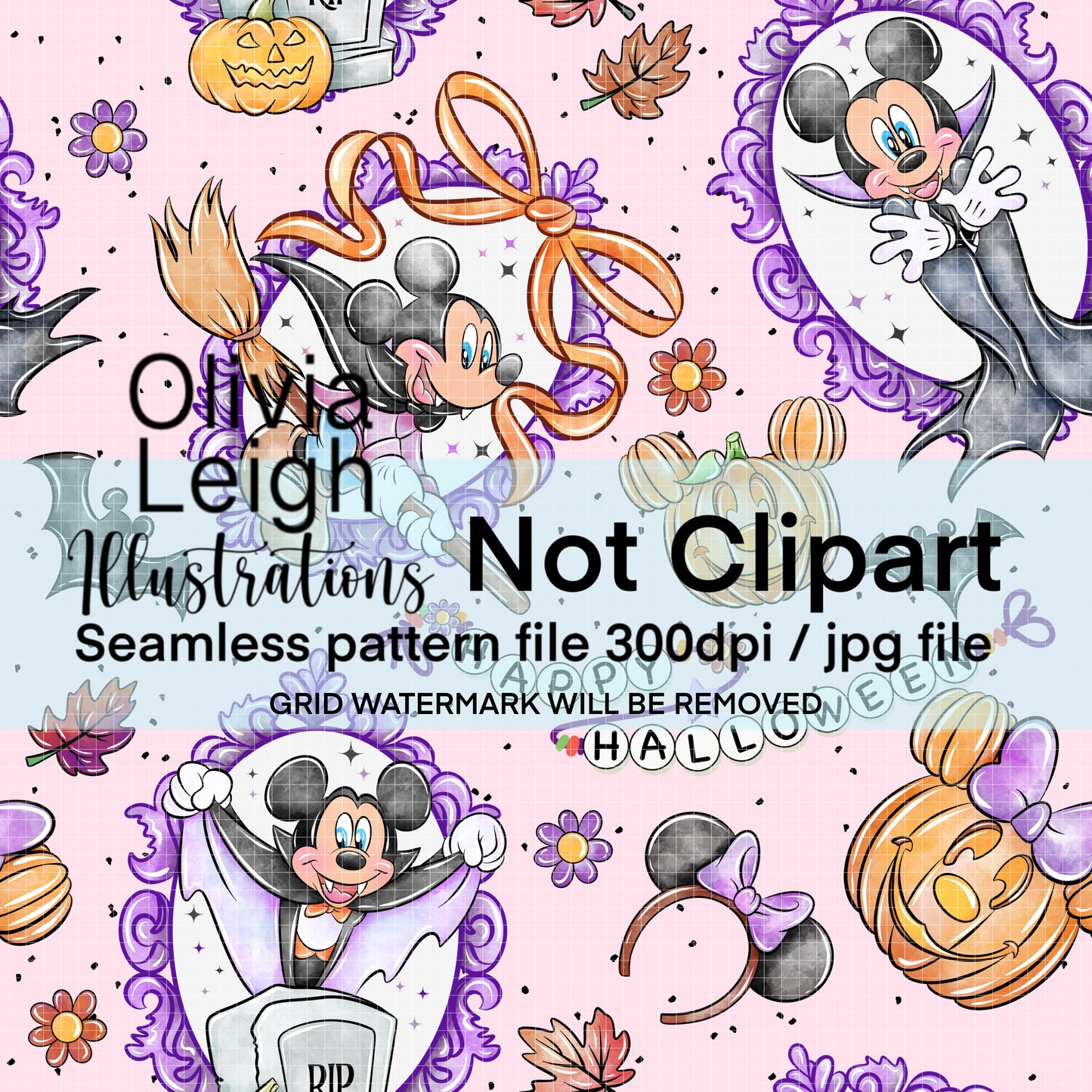 Mouse Halloween Seamless Pattern