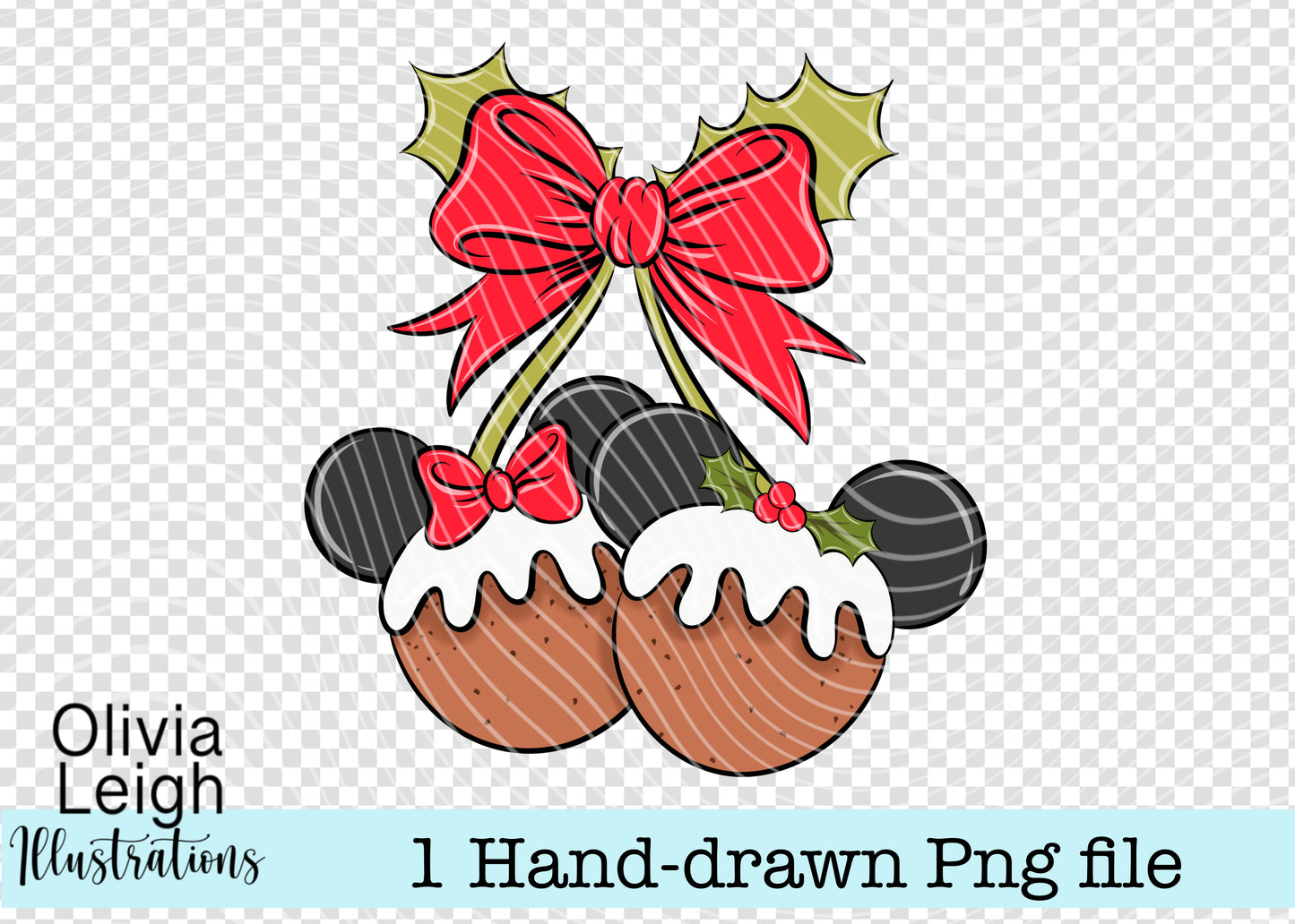 Mouse Christmas Pudding Cherries PNG