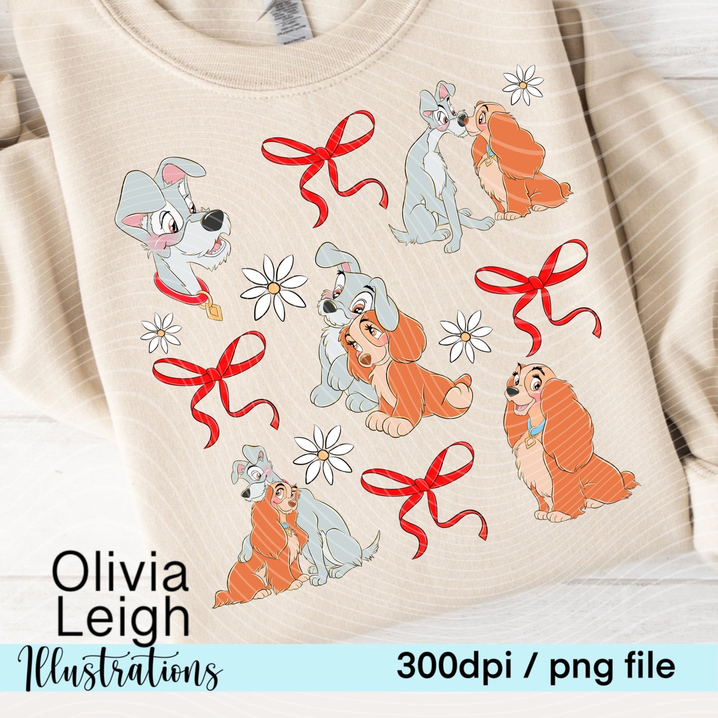 Cute Dog Friends Coquette PNG