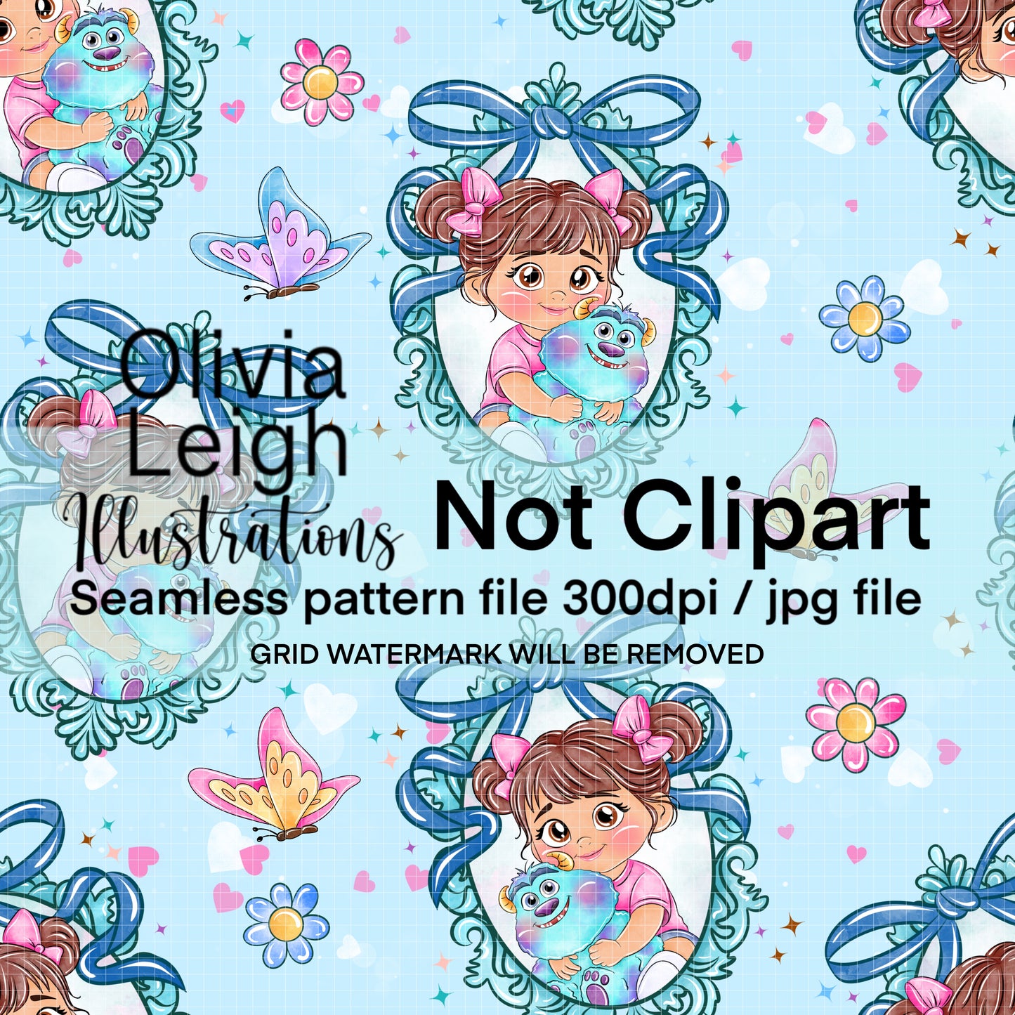 Monster Baby Seamless Pattern
