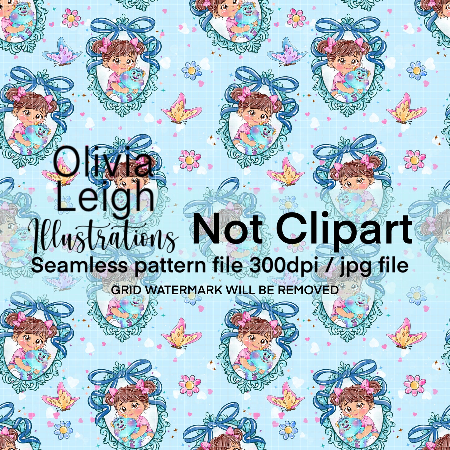 Monster Baby Seamless Pattern