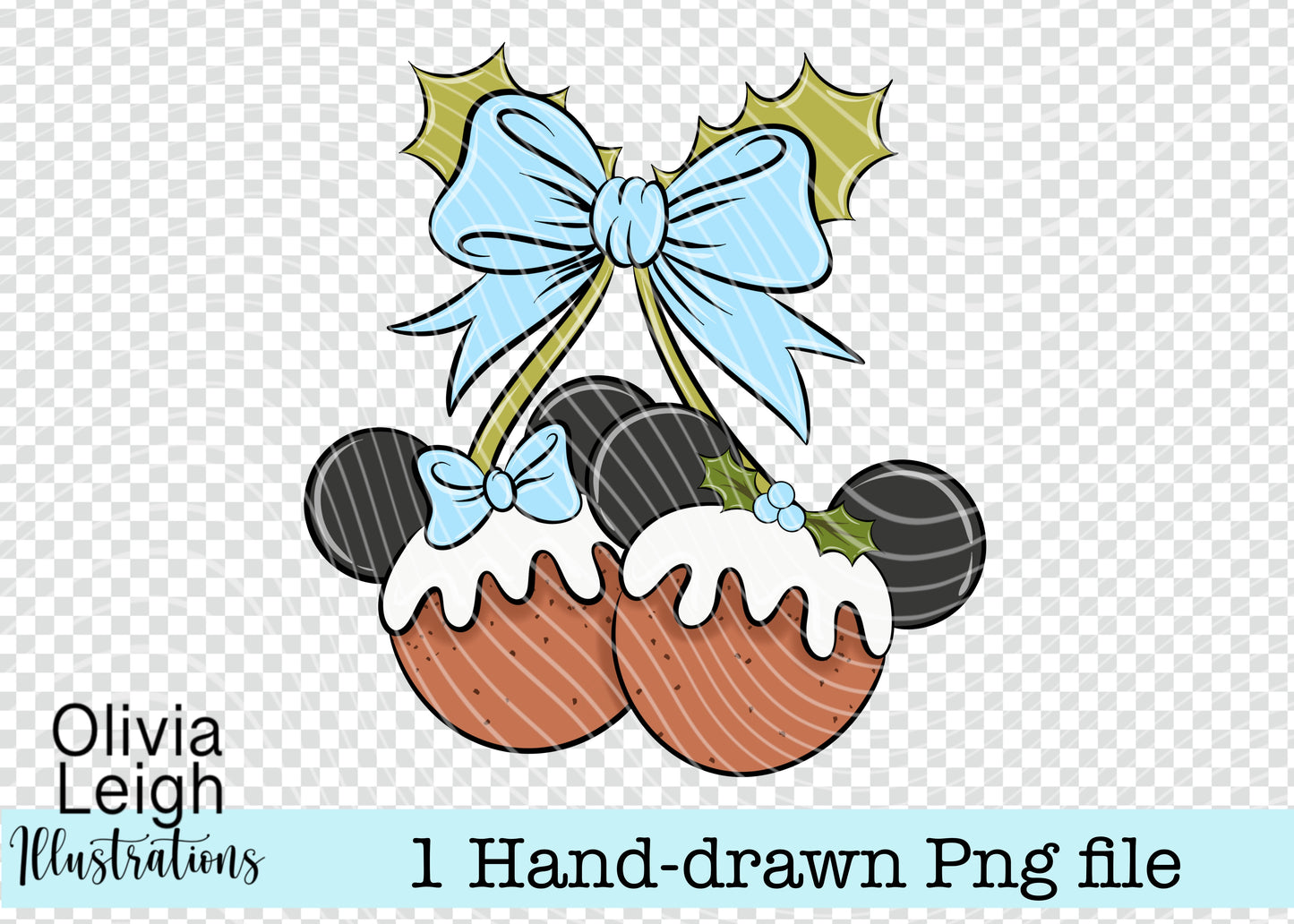 Mouse Christmas Pudding Cherries PNG