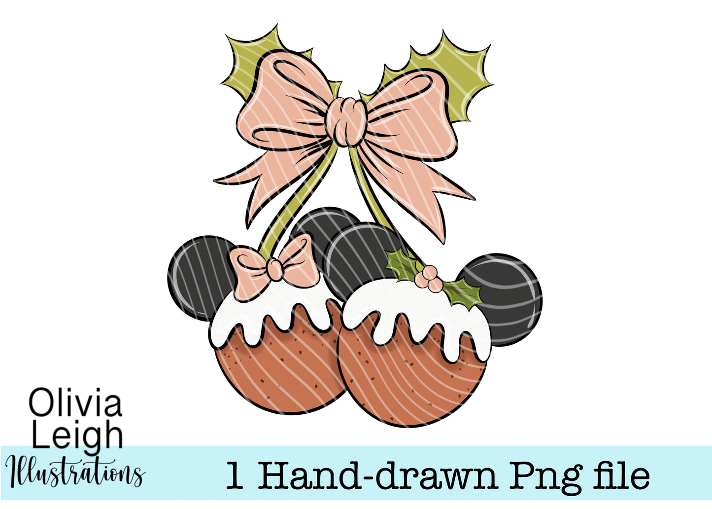 Mouse Christmas Pudding Cherries PNG