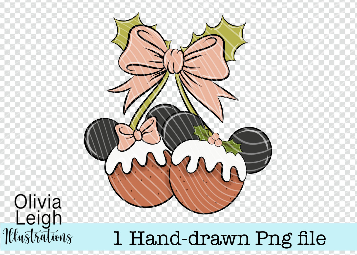 Mouse Christmas Pudding Cherries PNG