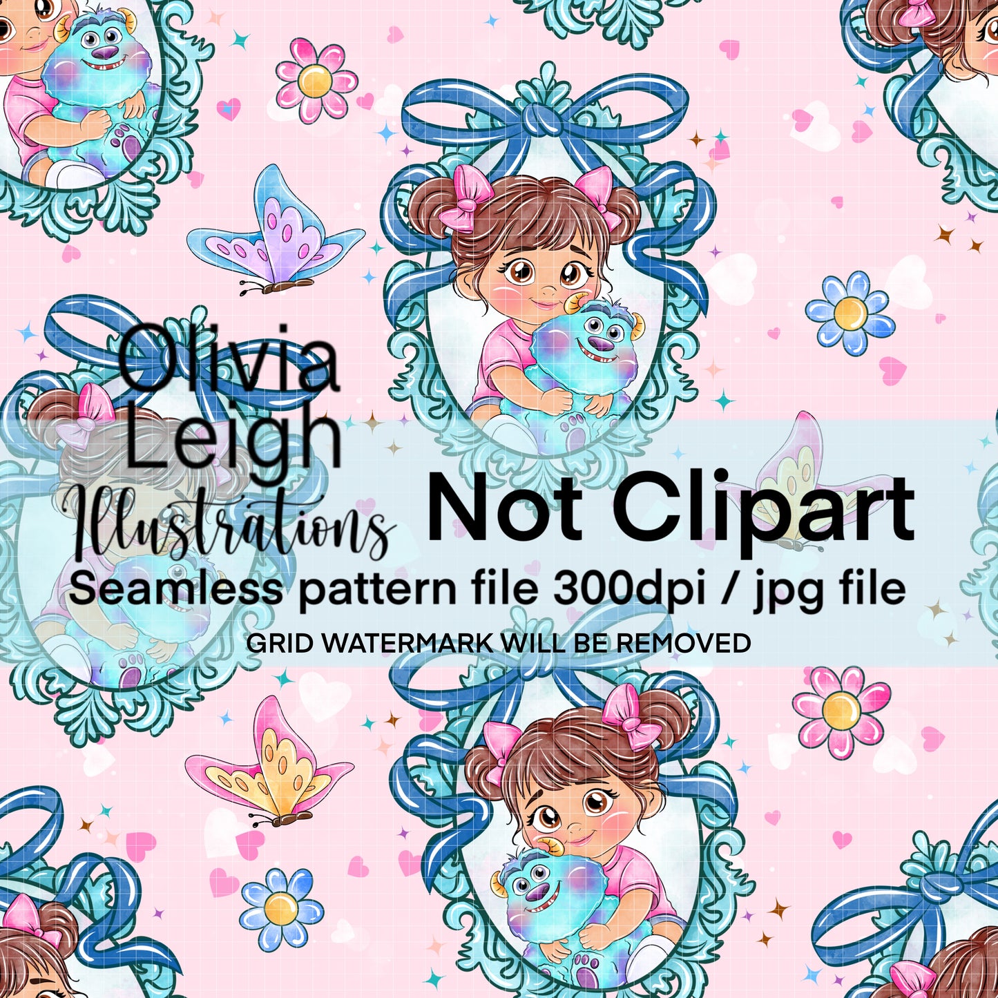 Monster Baby Seamless Pattern