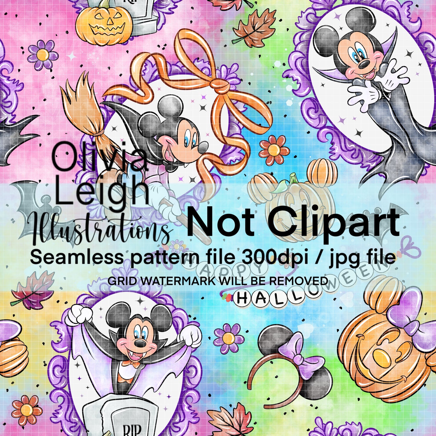 Mouse Halloween Seamless Pattern