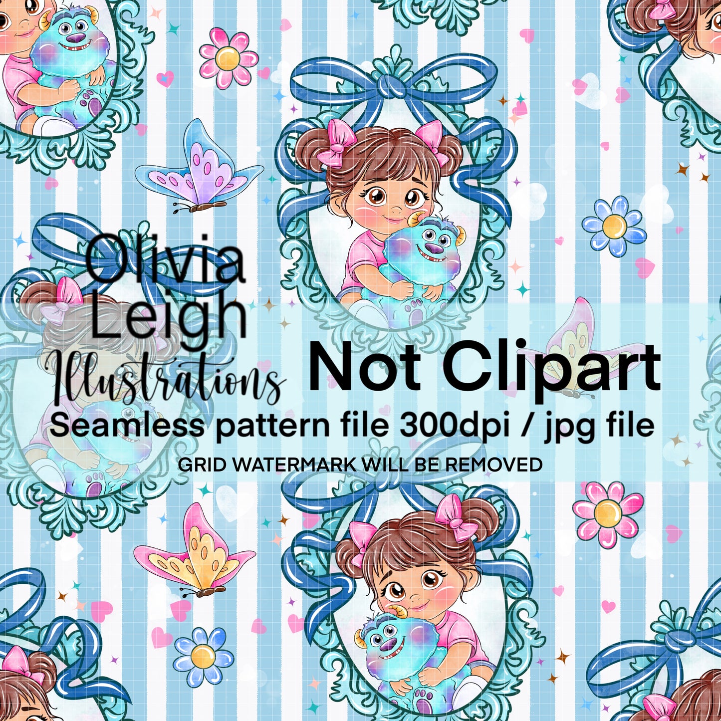 Monster Baby Seamless Pattern