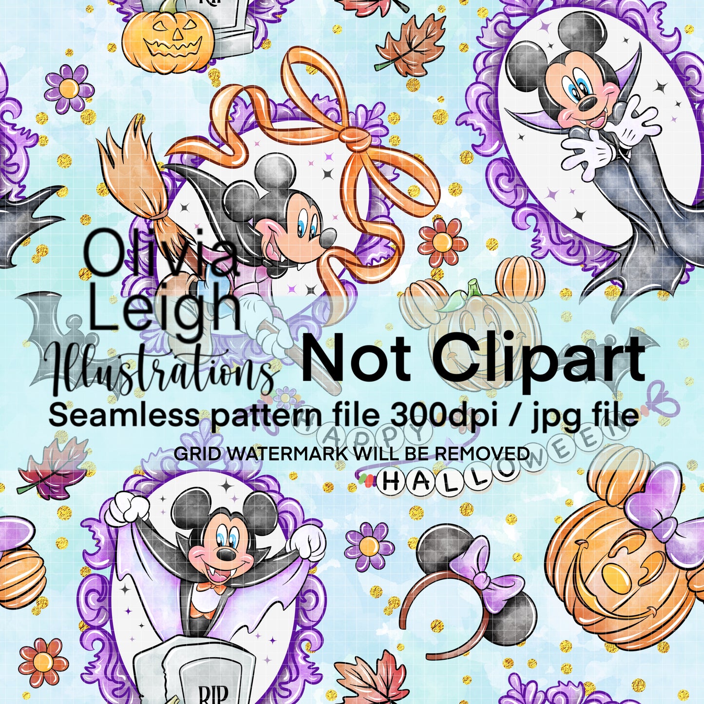 Mouse Halloween Seamless Pattern