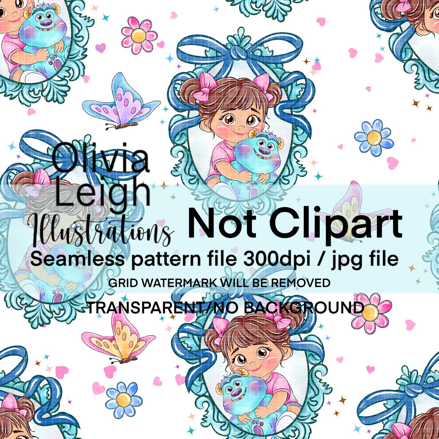 Monster Baby Seamless Pattern