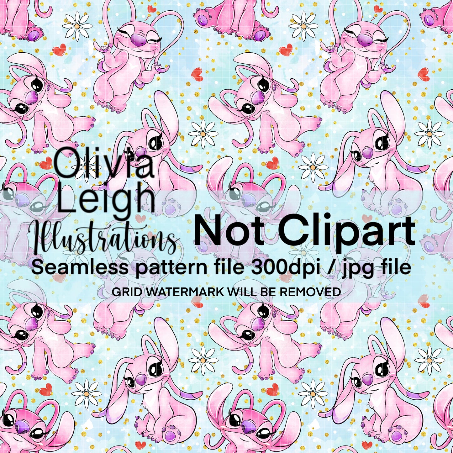 Stitch, Angel Seamless Pattern