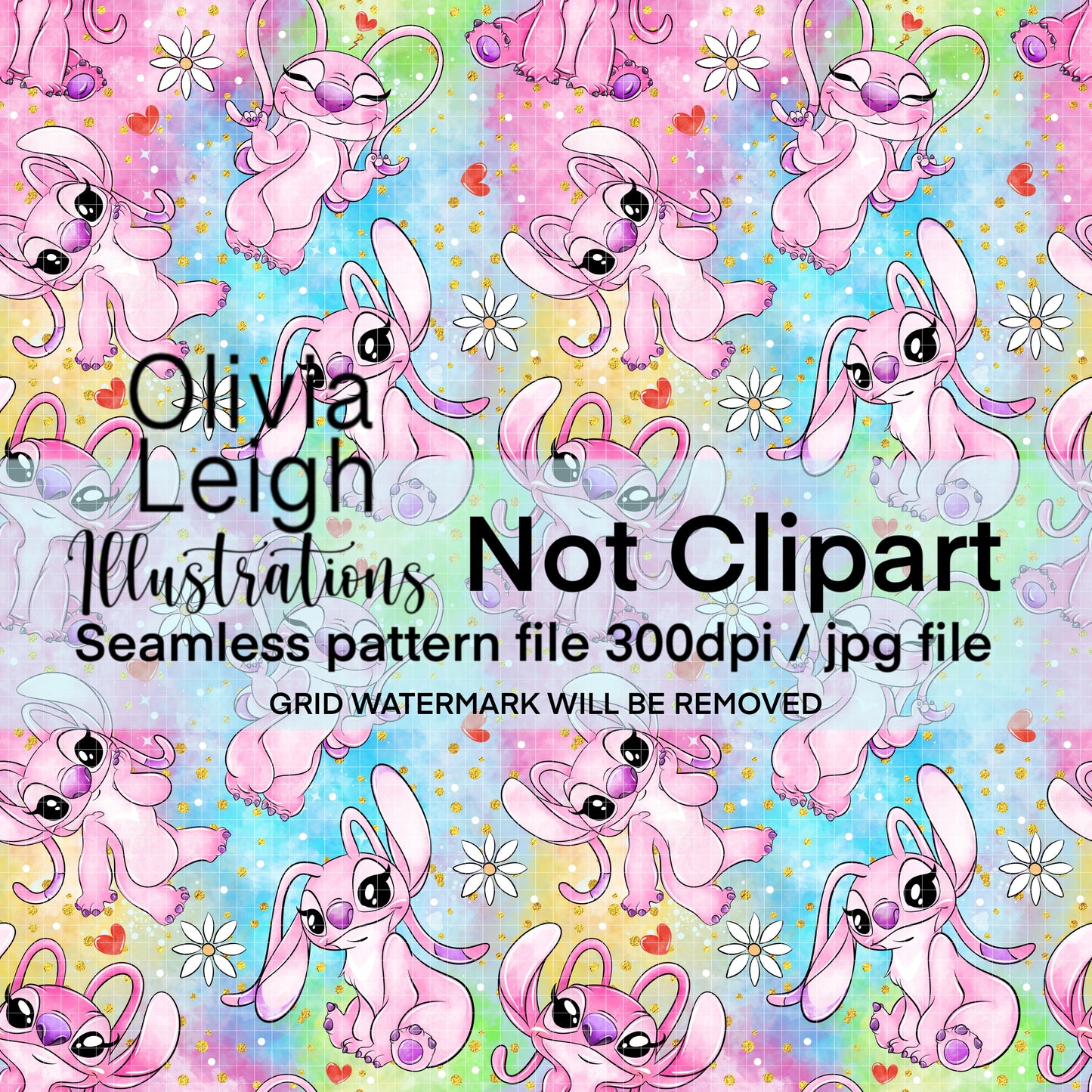 Stitch, Angel Seamless Pattern