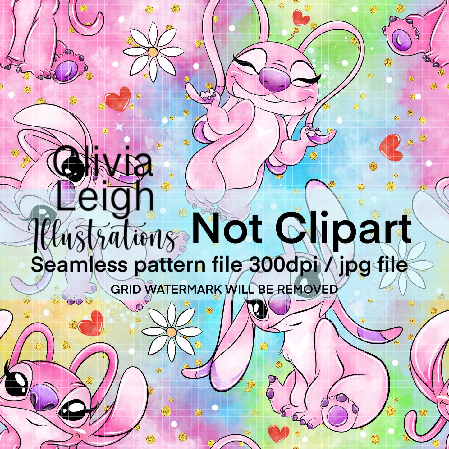 Stitch, Angel Seamless Pattern