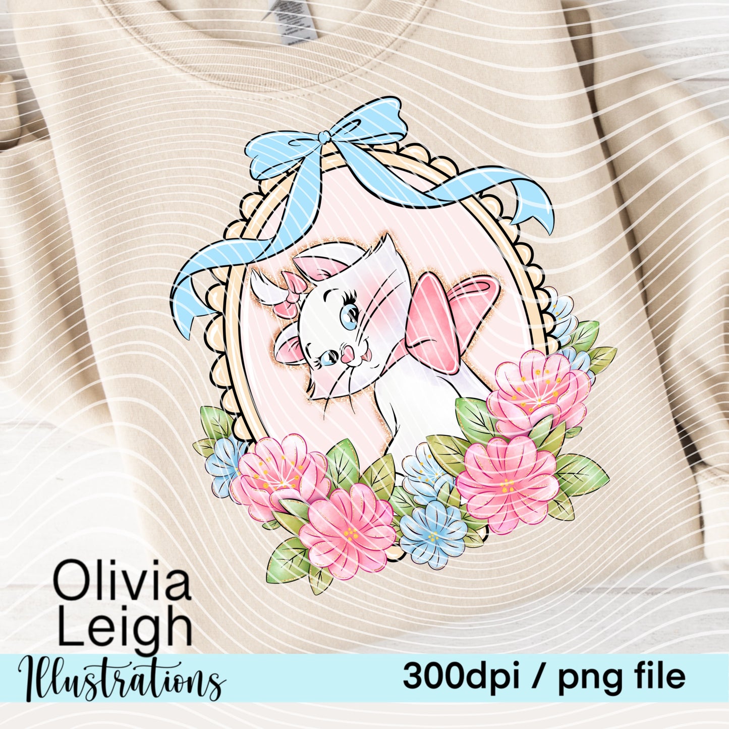 Pink Cats Floral Frame Shirt Design