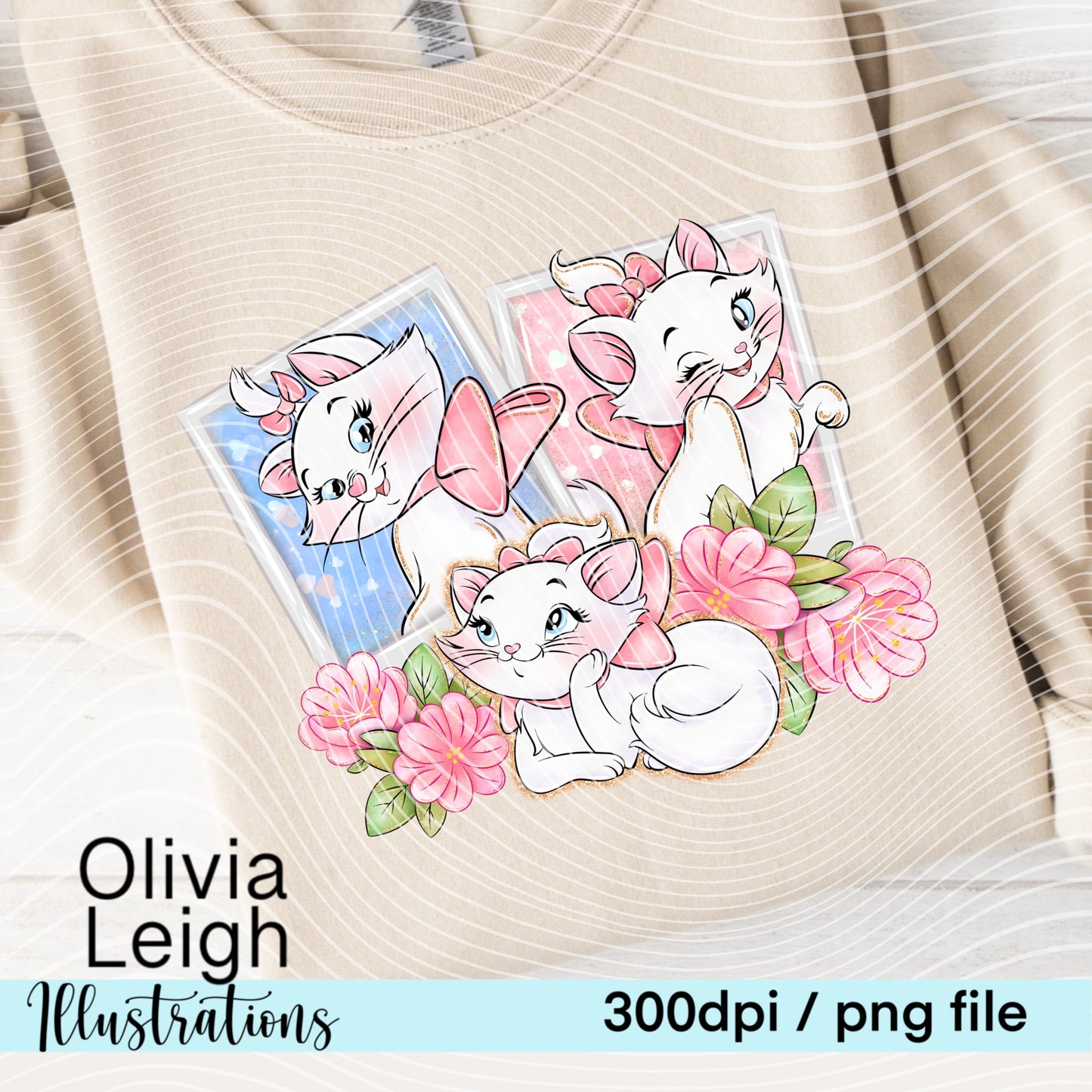 Blue Cats Floral Frame Shirt Design