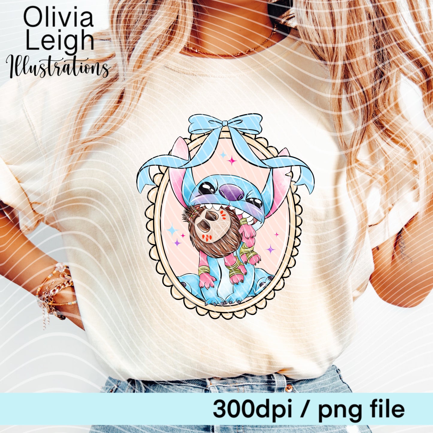 Stitch Locket Cartoon Shirt Design