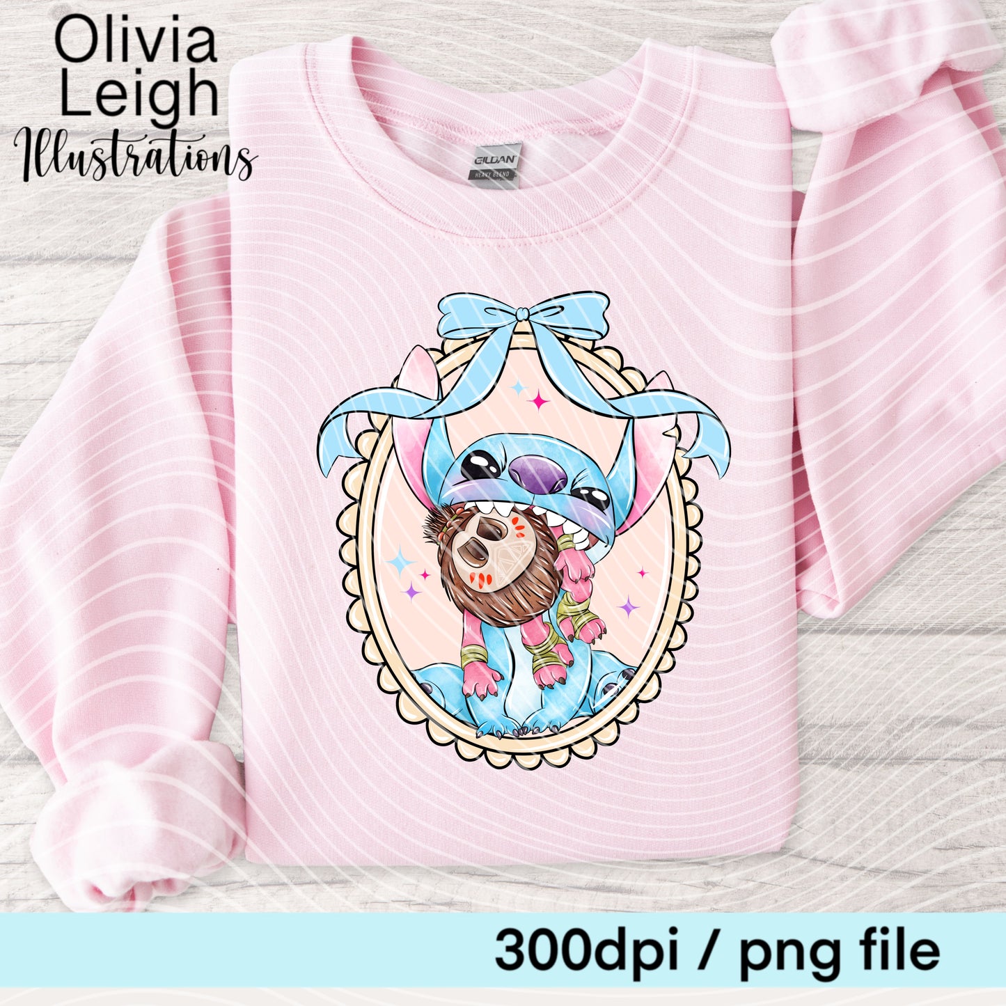 Stitch Locket Cartoon Shirt Design