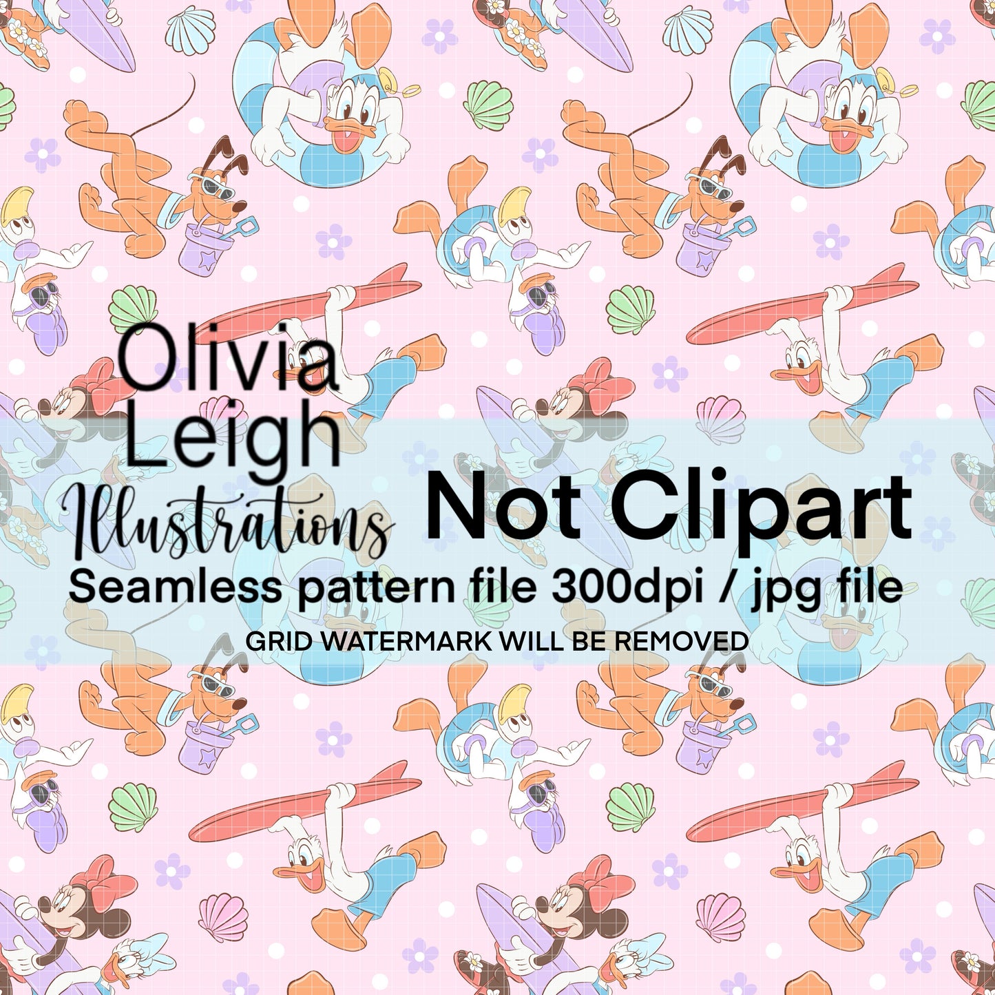 Mouse Summertime Seamless Pattern