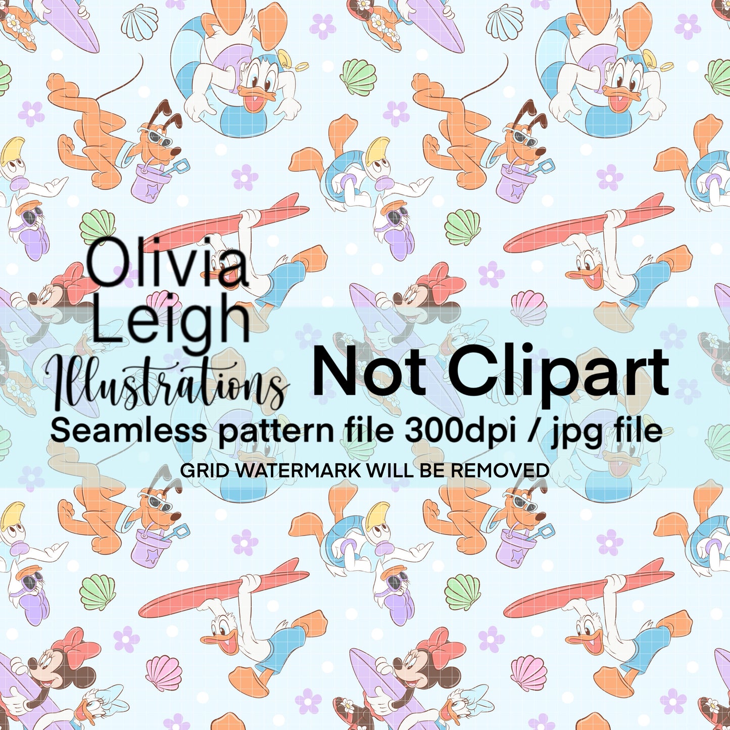 Mouse Summertime Seamless Pattern