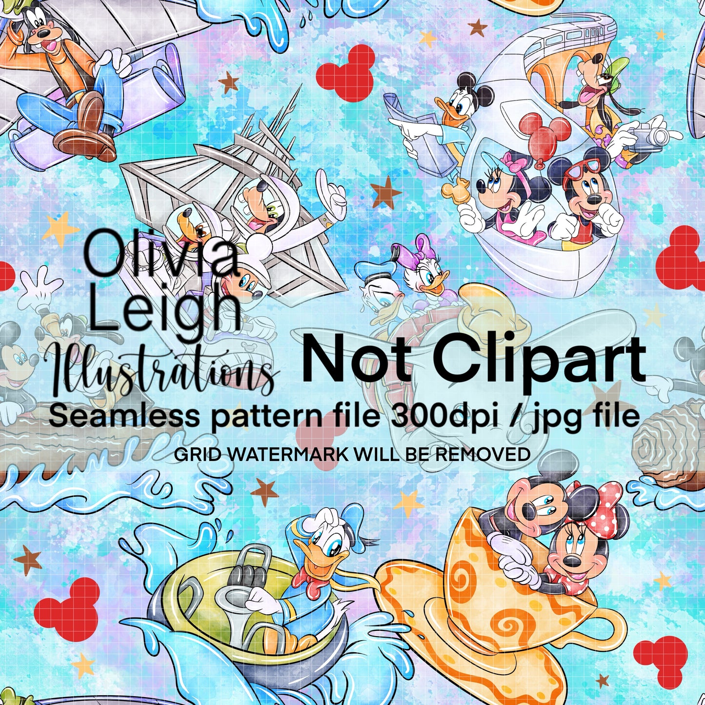 Mouse Theme Park Seamless Pattern