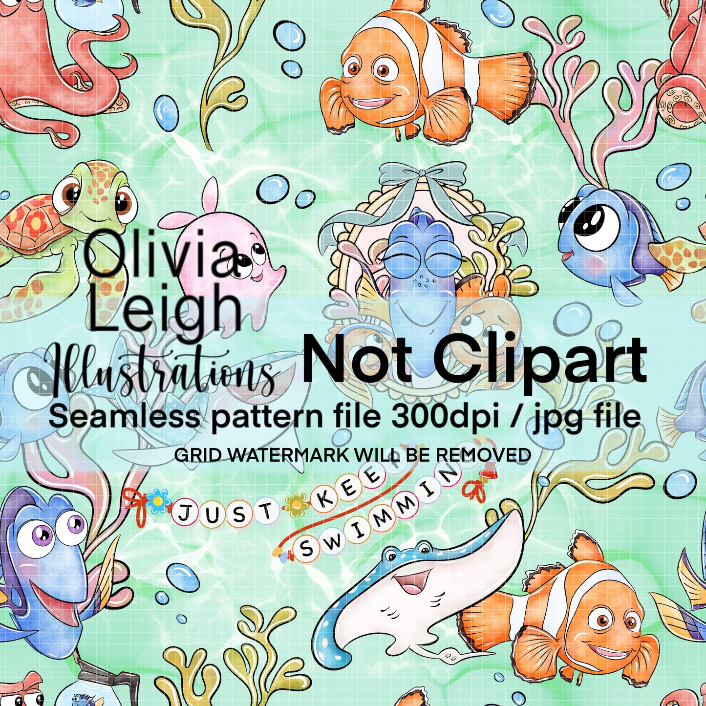 Fish Seamless Pattern Green