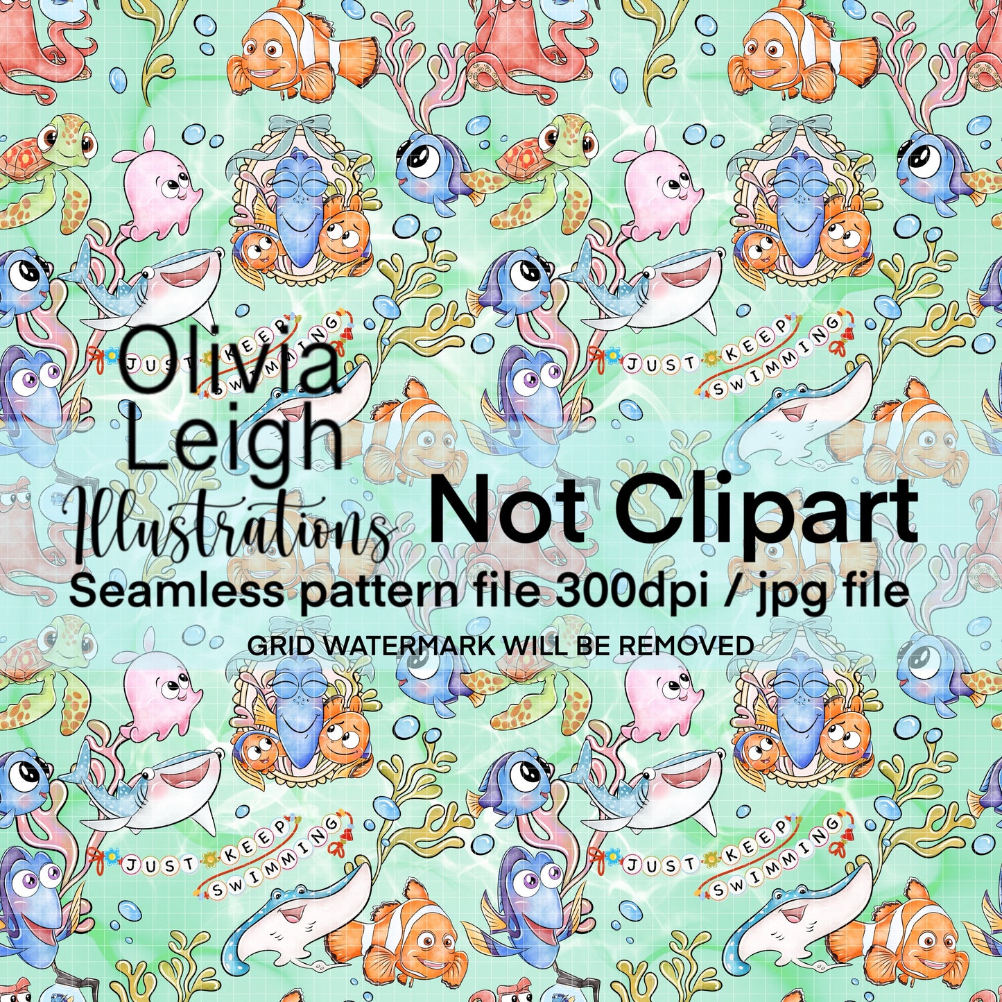 Fish Seamless Pattern Green