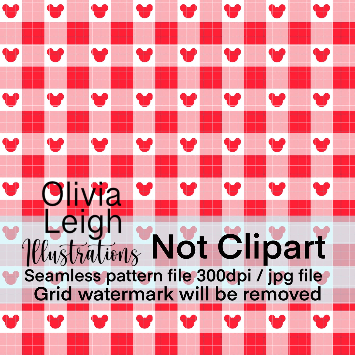 Mouse Circus Co-ord Gingham Seamless Pattern