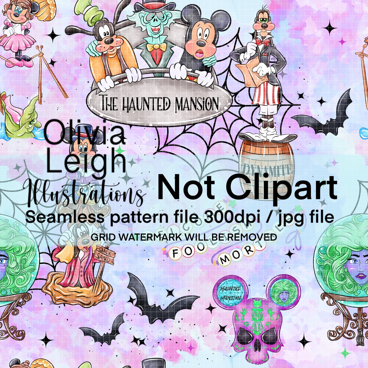 Haunted Mouse Halloween Seamless Pattern