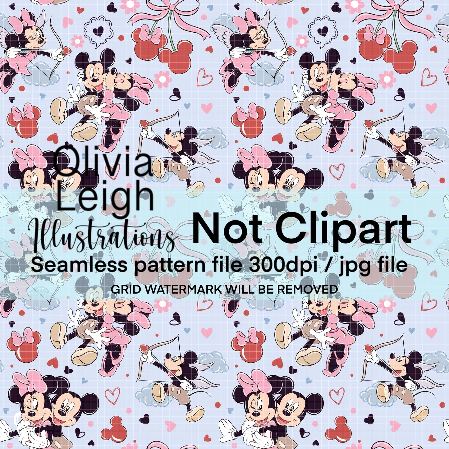 Mouse Cherries Valentines Pattern