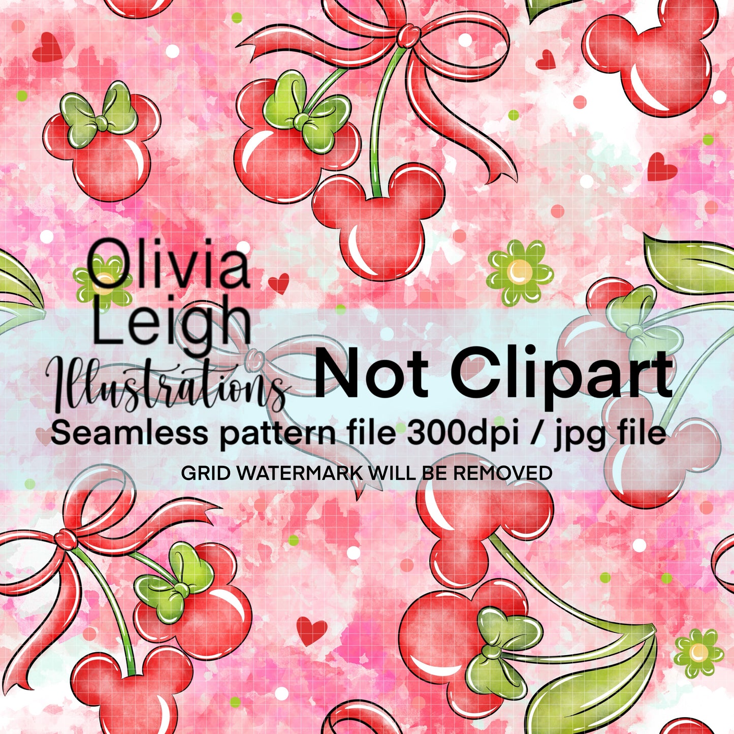 Mouse Cherries Valentines Pattern