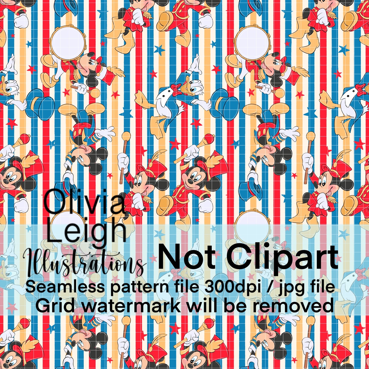 Mouse Circus Seamless Pattern