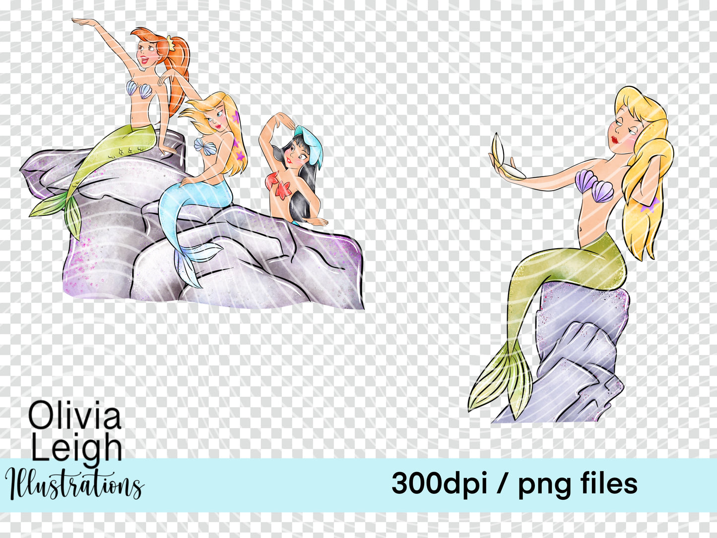Lagoon Mermaids Clipart Set