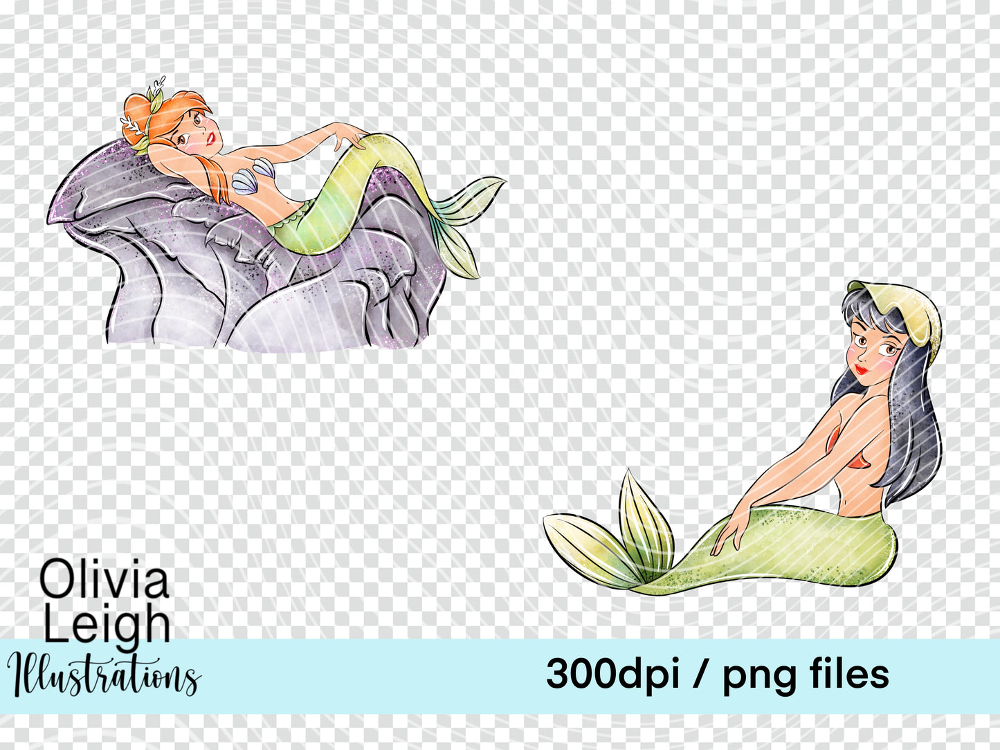 Lagoon Mermaids Clipart Set