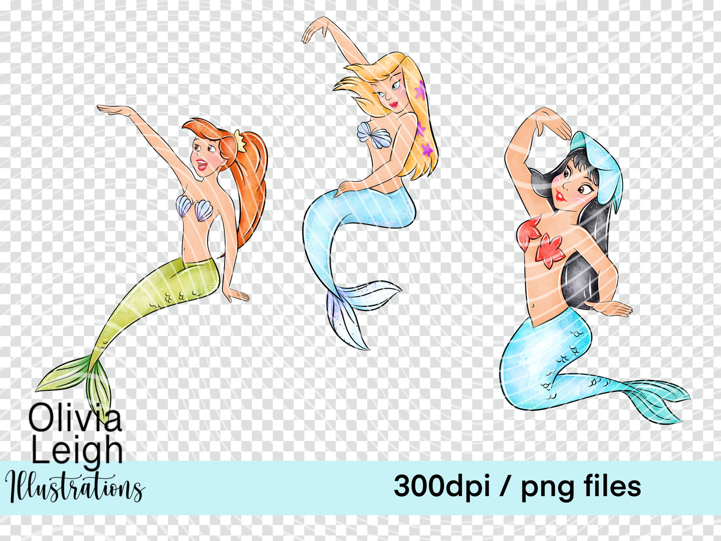 Lagoon Mermaids Clipart Set