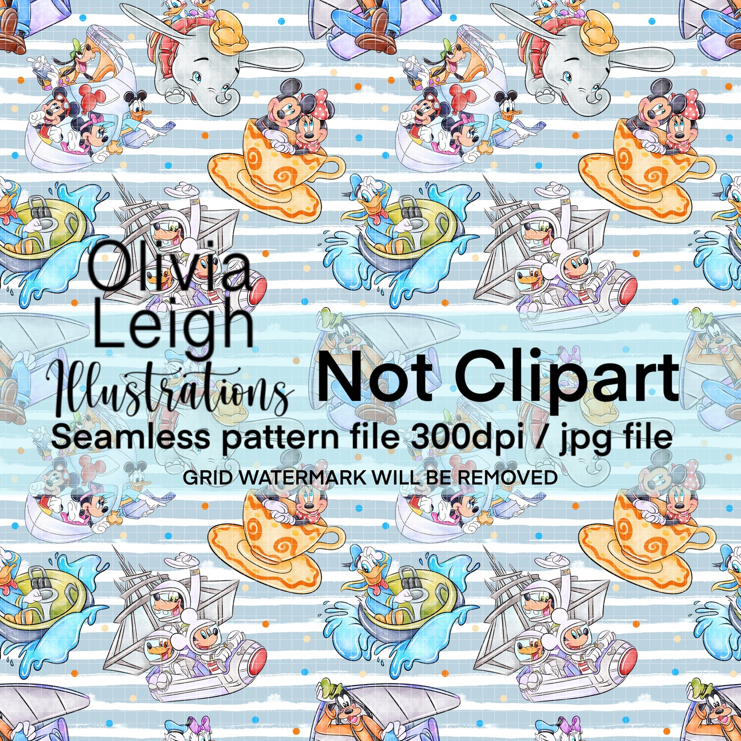 Best Day Ever Theme Park Seamless Pattern