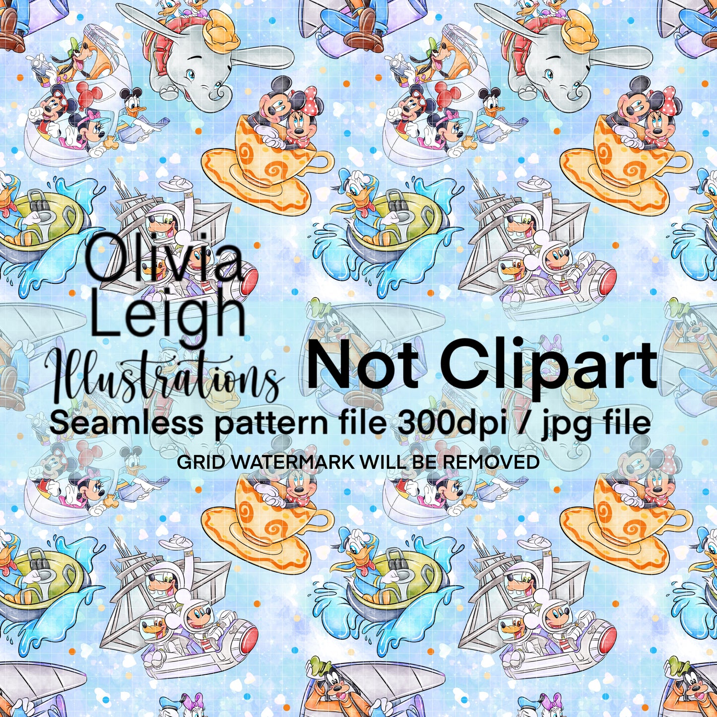 Best Day Ever Theme Park Seamless Pattern