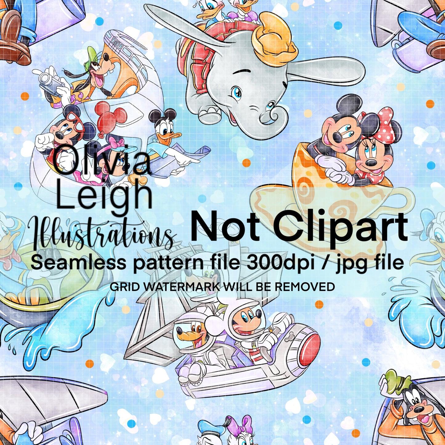 Best Day Ever Theme Park Seamless Pattern