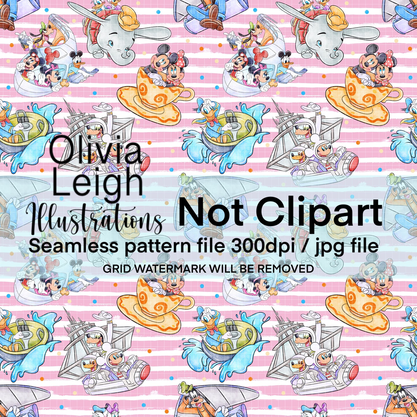 Best Day Ever Theme Park Seamless Pattern