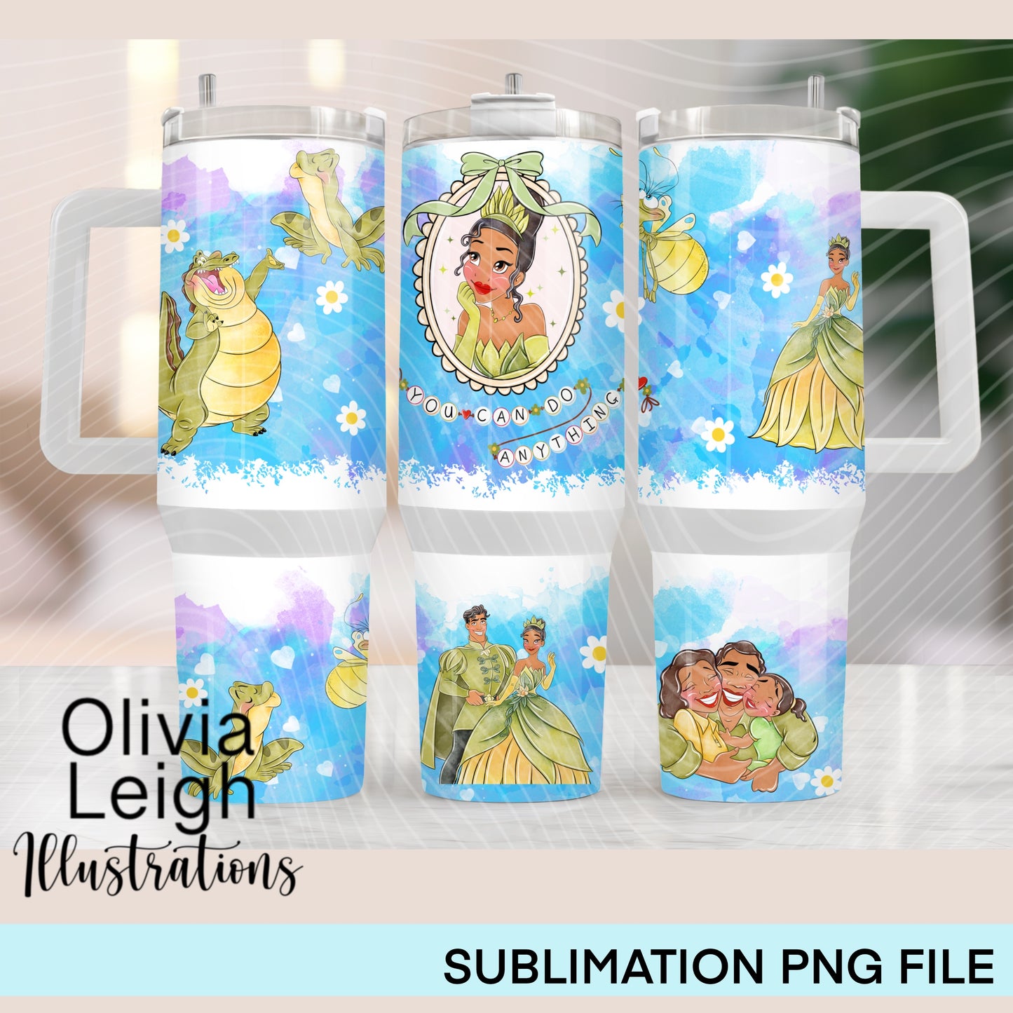 Princess T Blue 40oz Tumbler Wrap